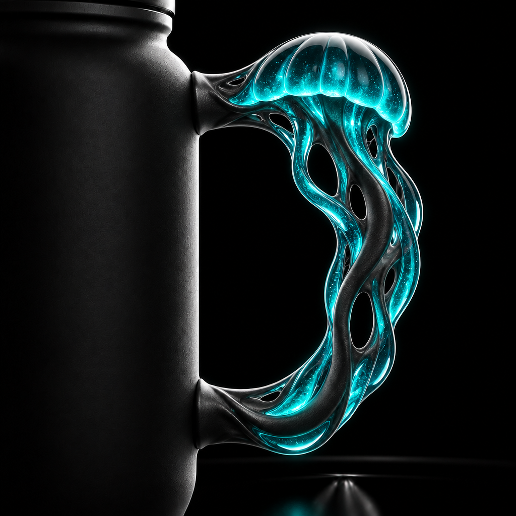 Jellyfish teal glow water bottle design