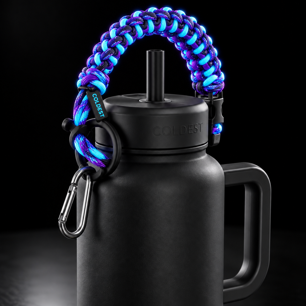Glowie blues and purple water bottle design