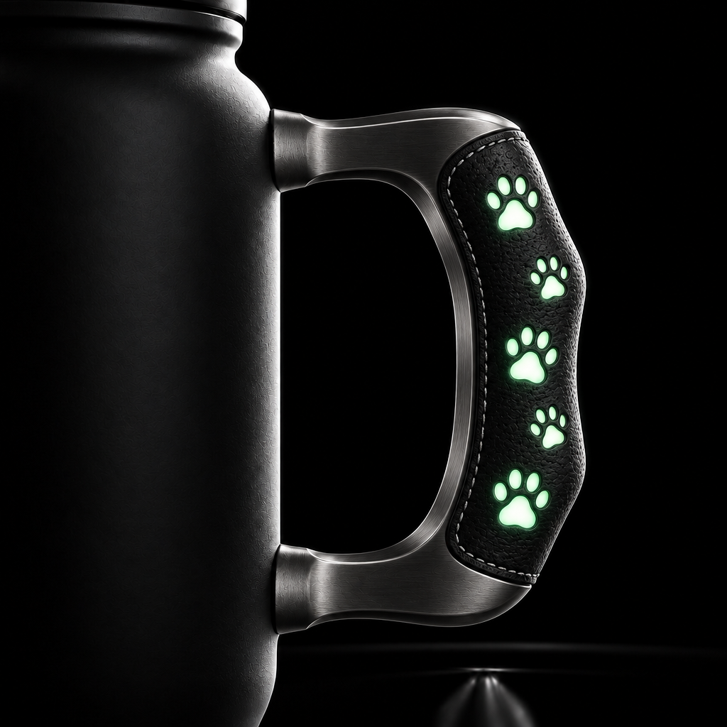 Glowie paws water bottle design