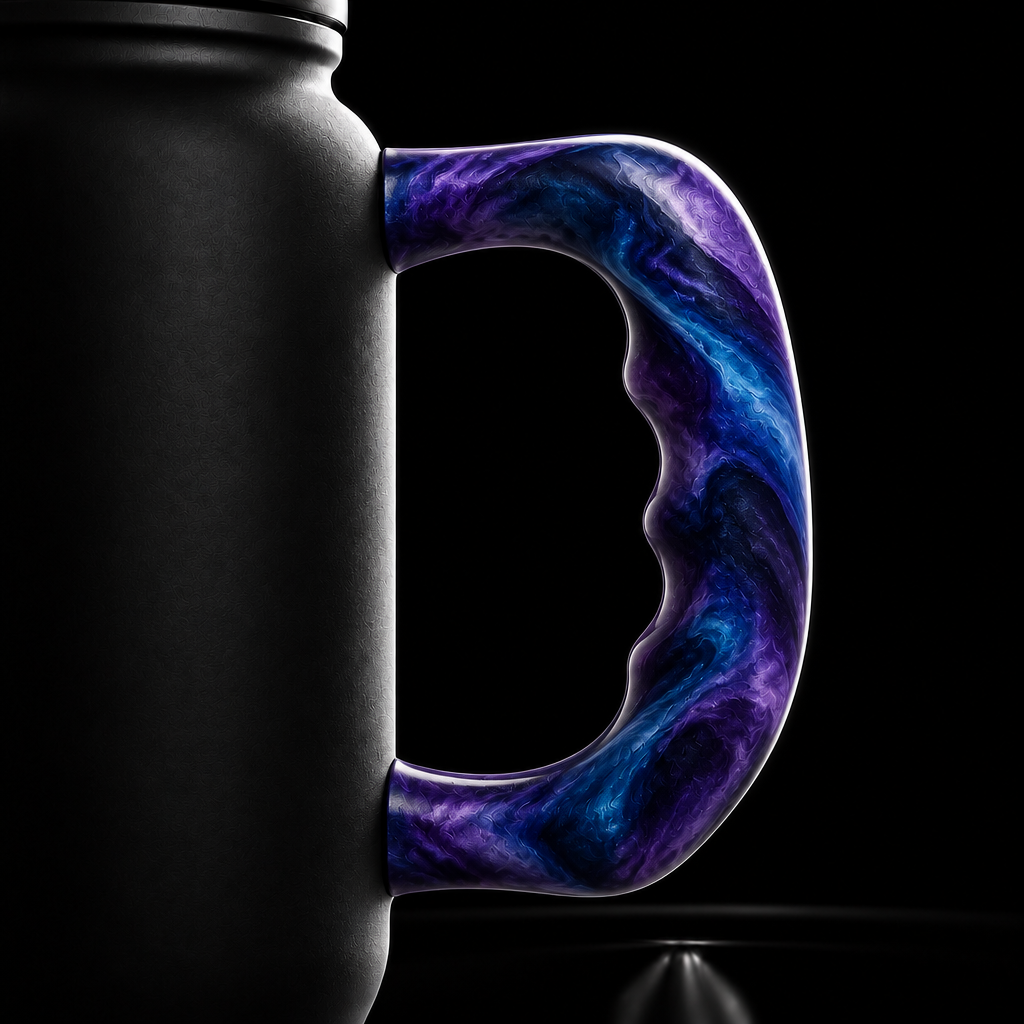 Marbled purple blue water bottle design