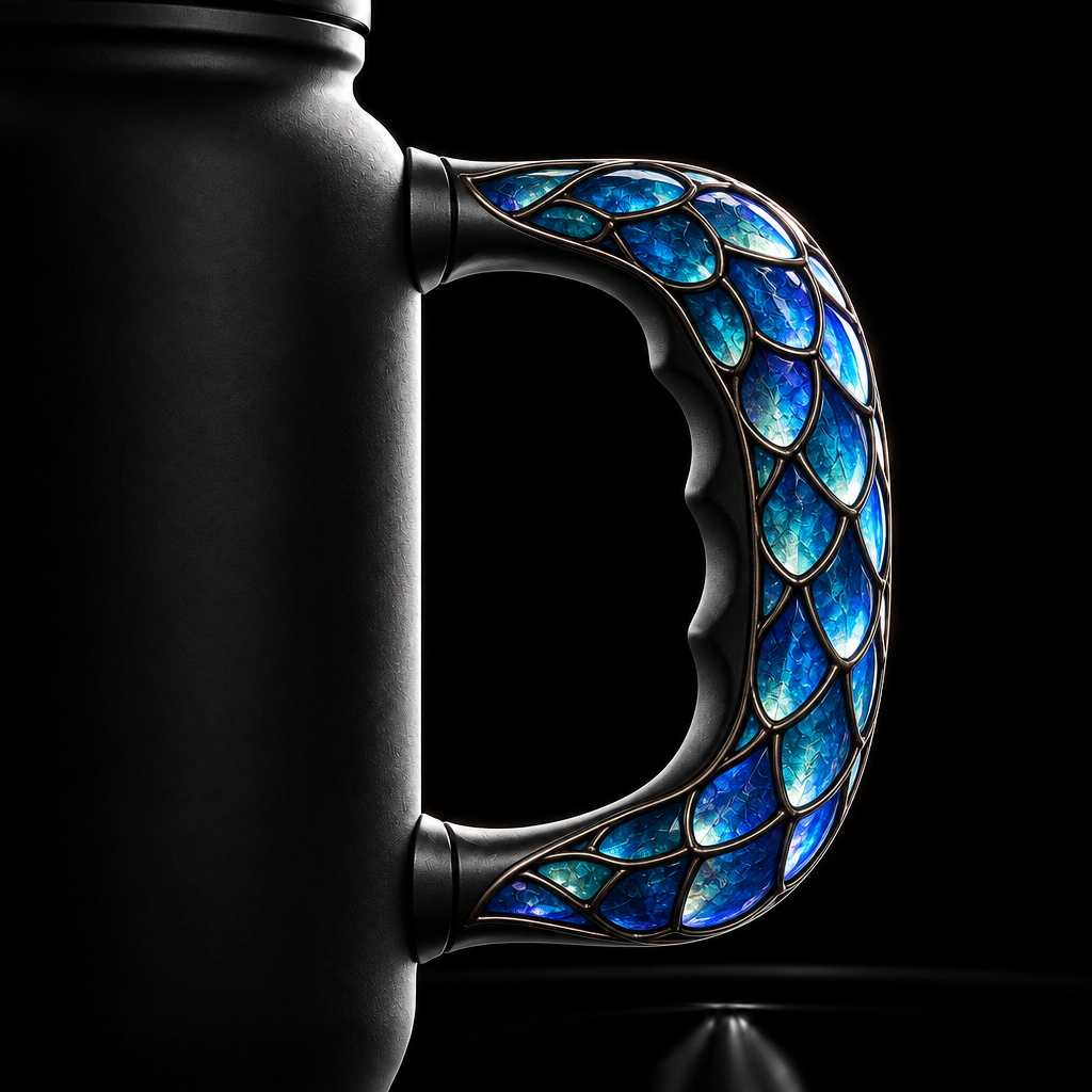Dragon Scales blue water bottle design