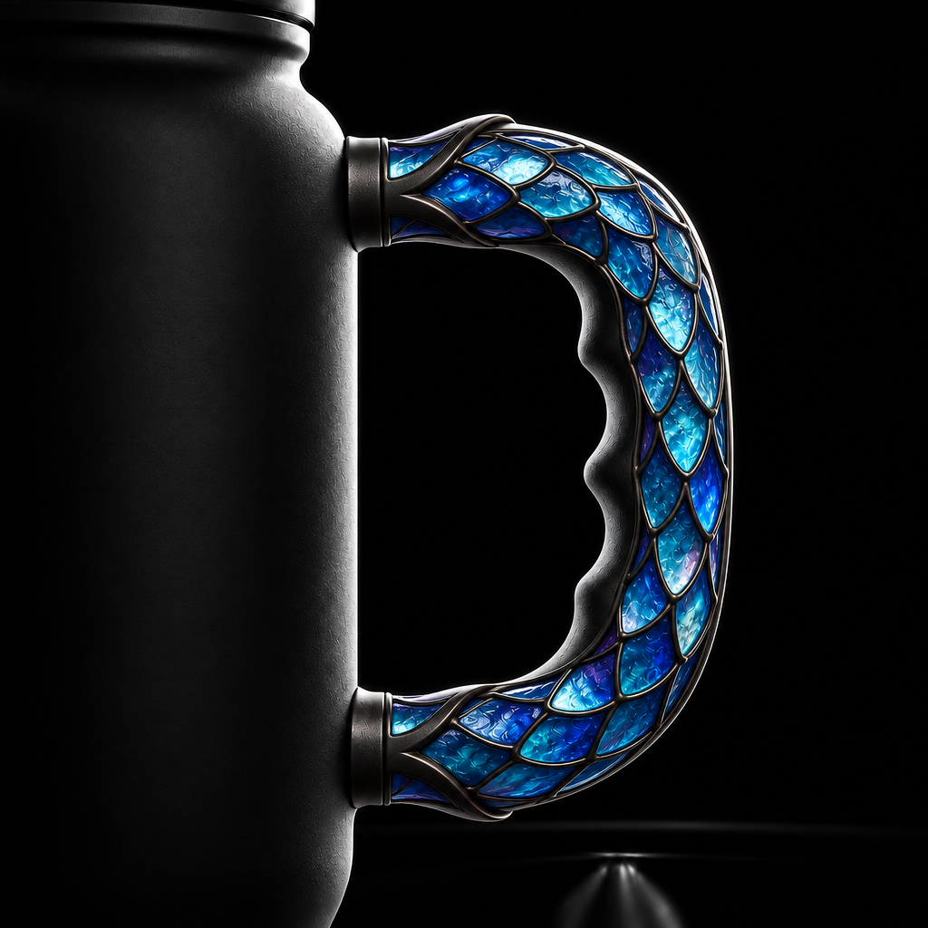 Dragon Scales blue water bottle design