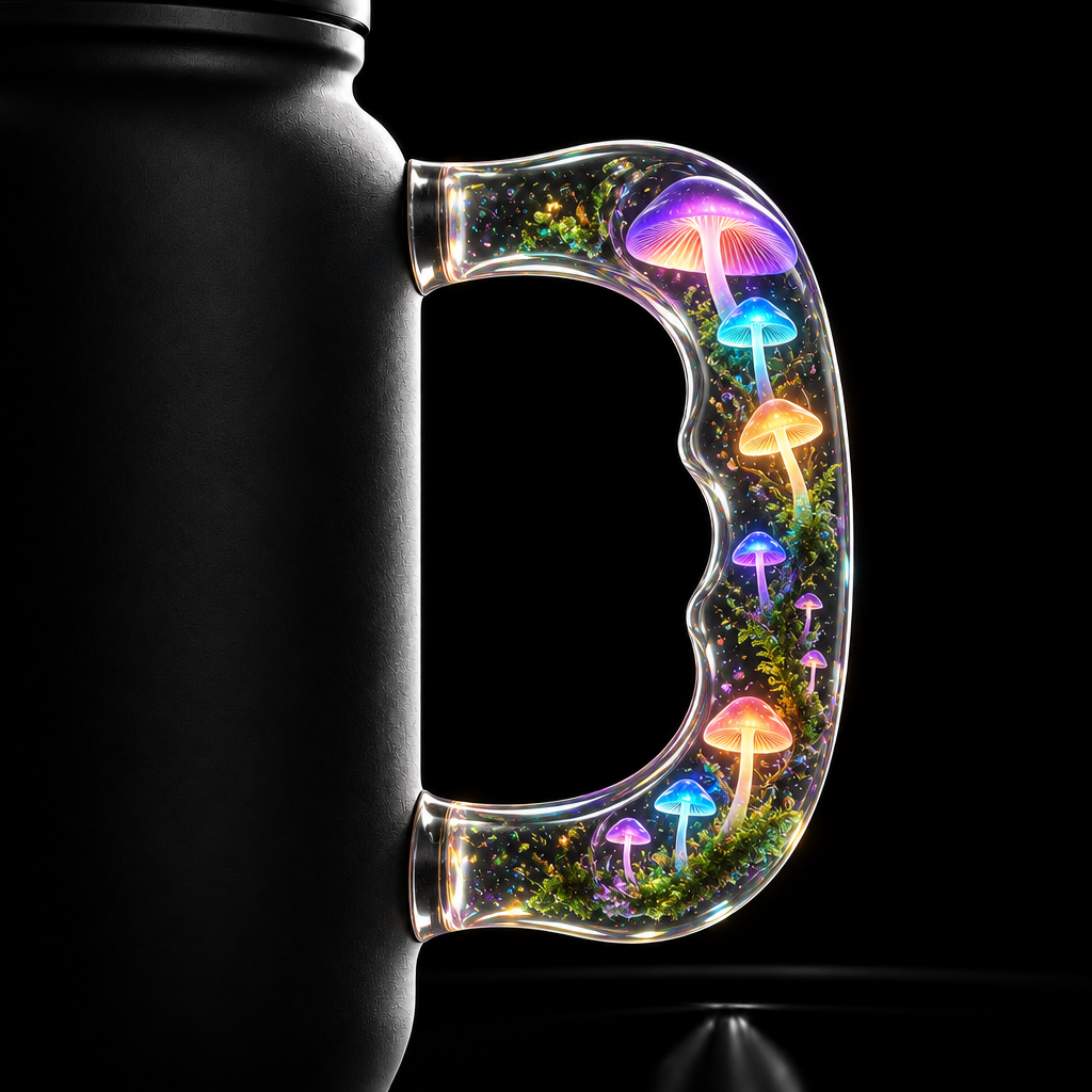 Glow shroom water bottle design
