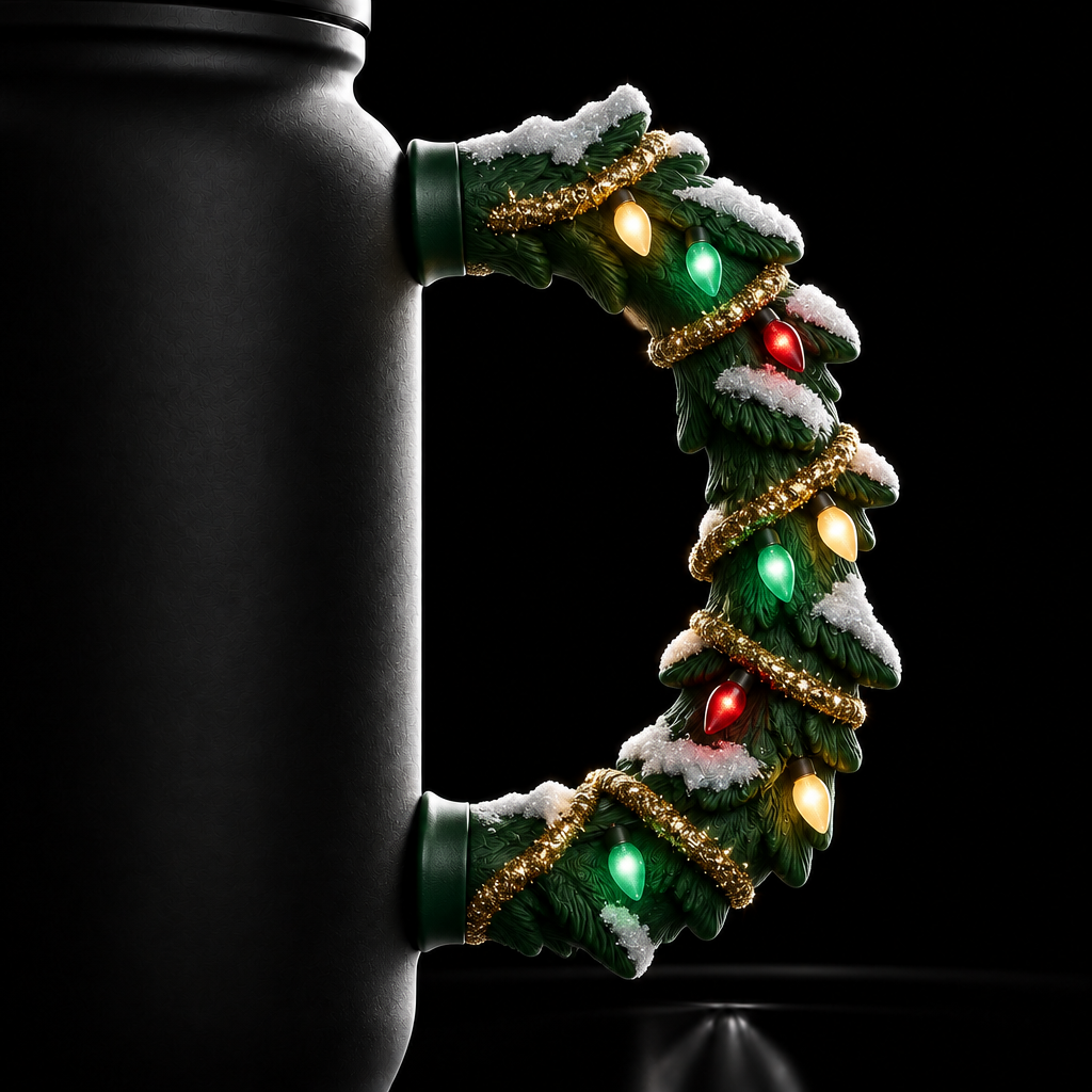 Snow Xmas tree water bottle design