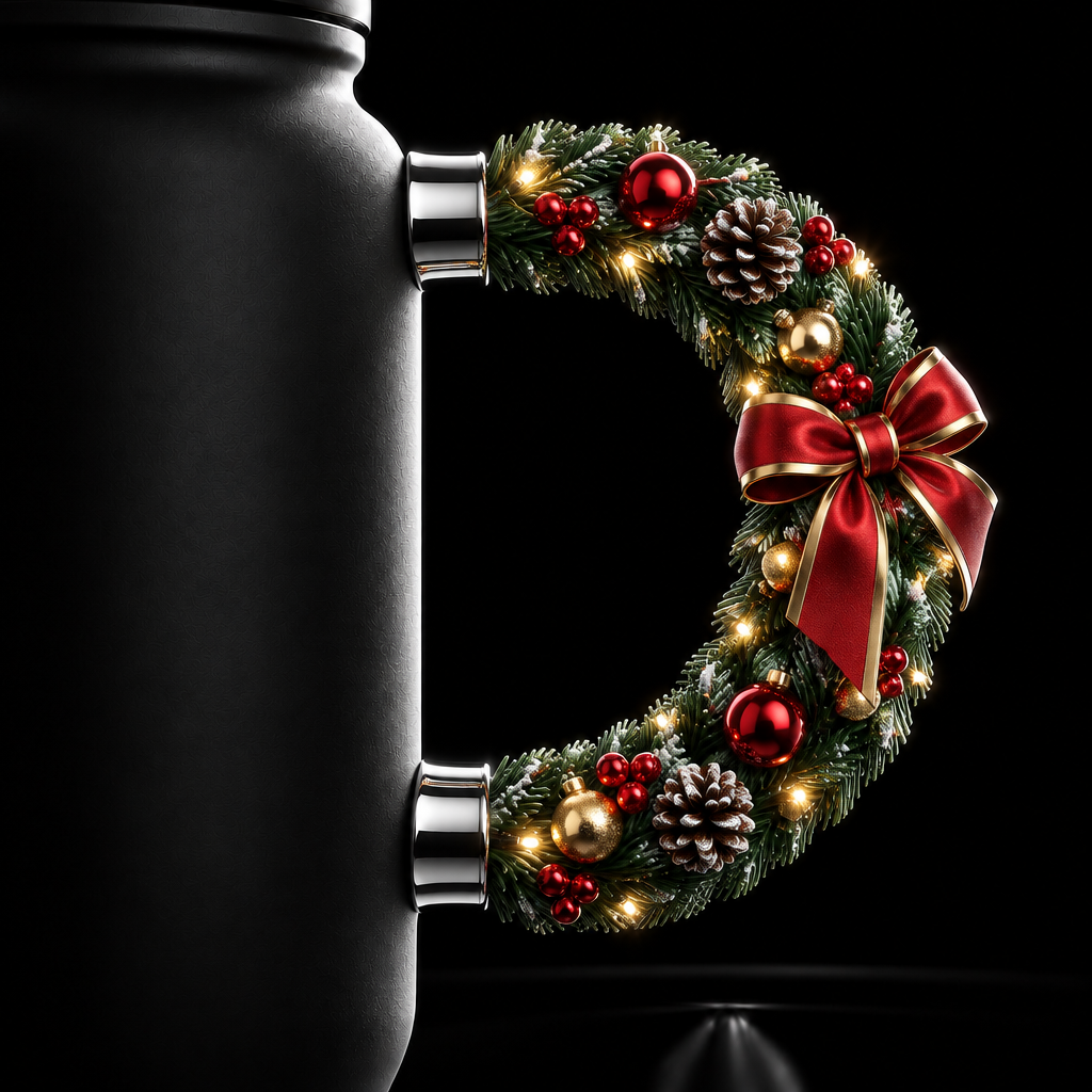 Christmas wreath water bottle design