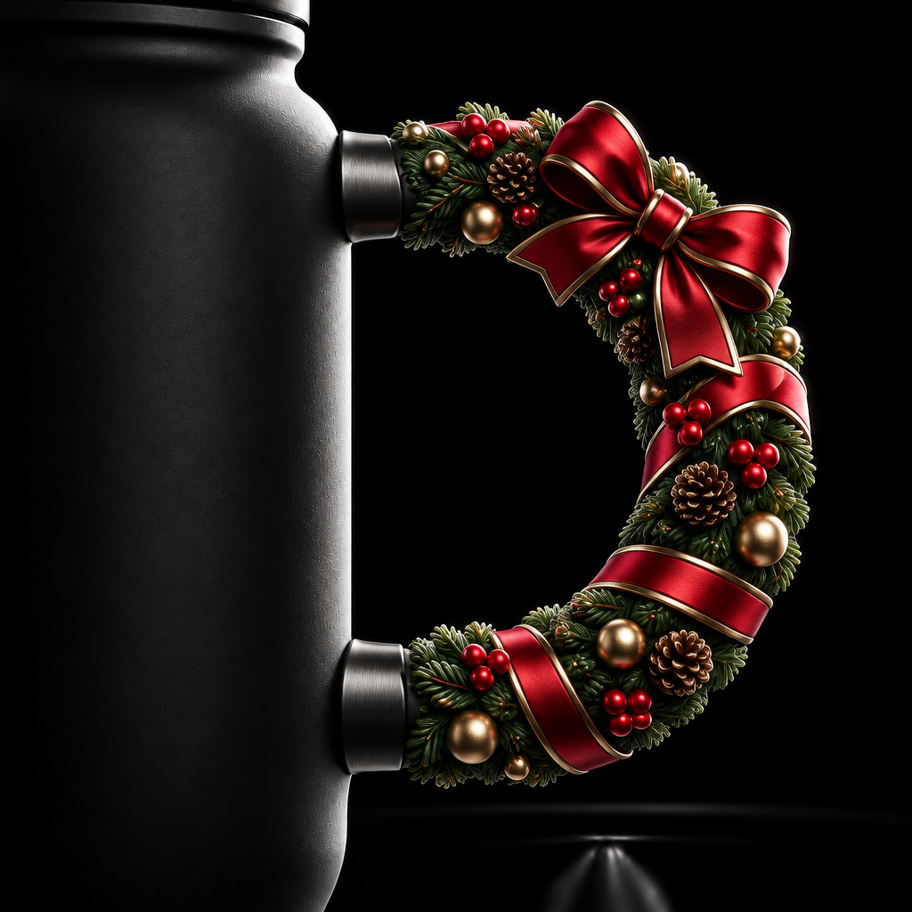 Christmas wreath water bottle design