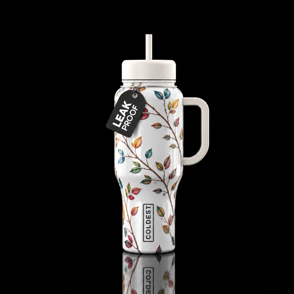 Autumn whimsy water bottle design