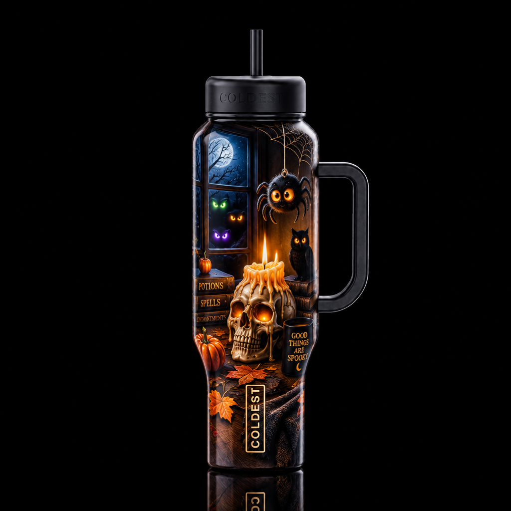Good things are spooky water bottle design