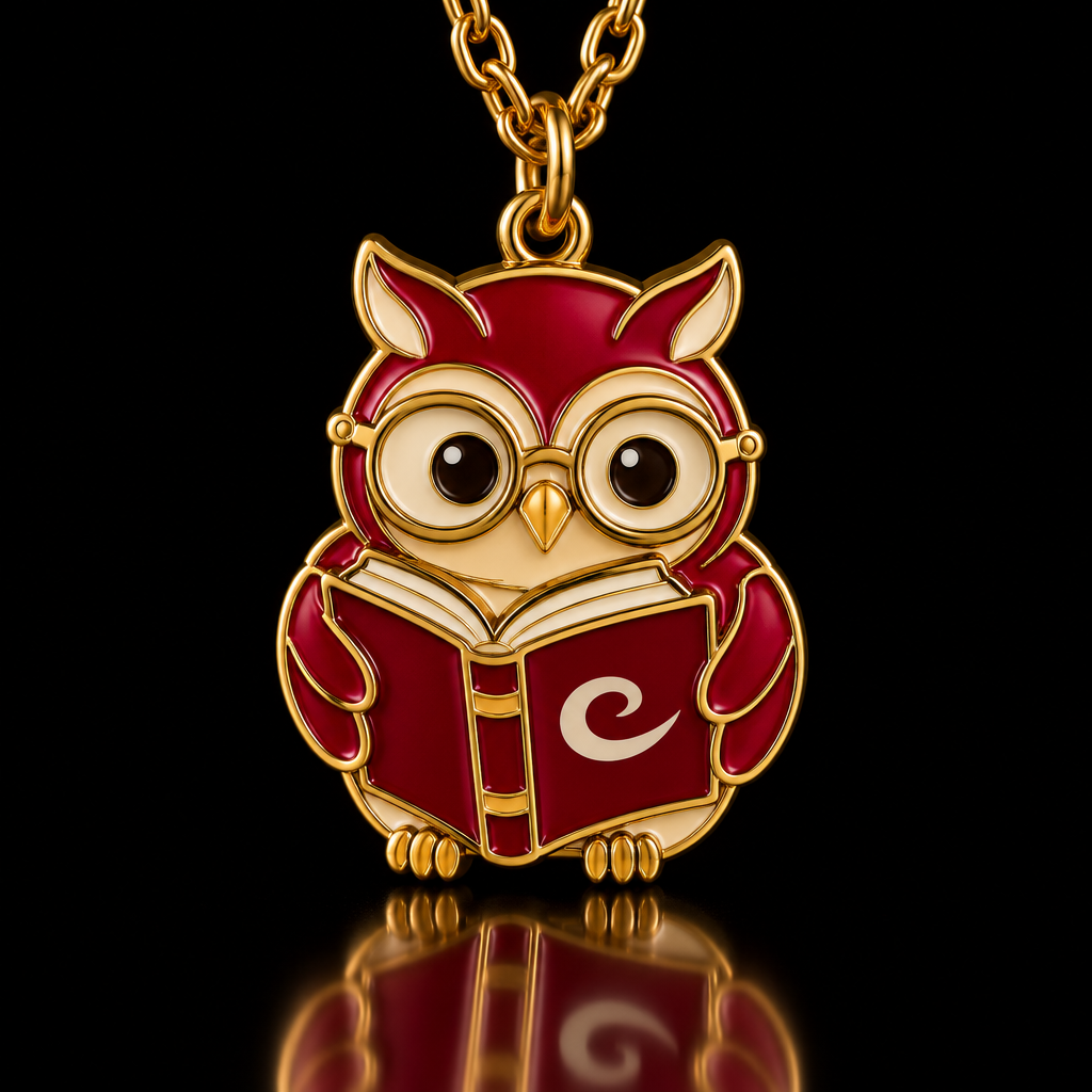 Owl reading water bottle design
