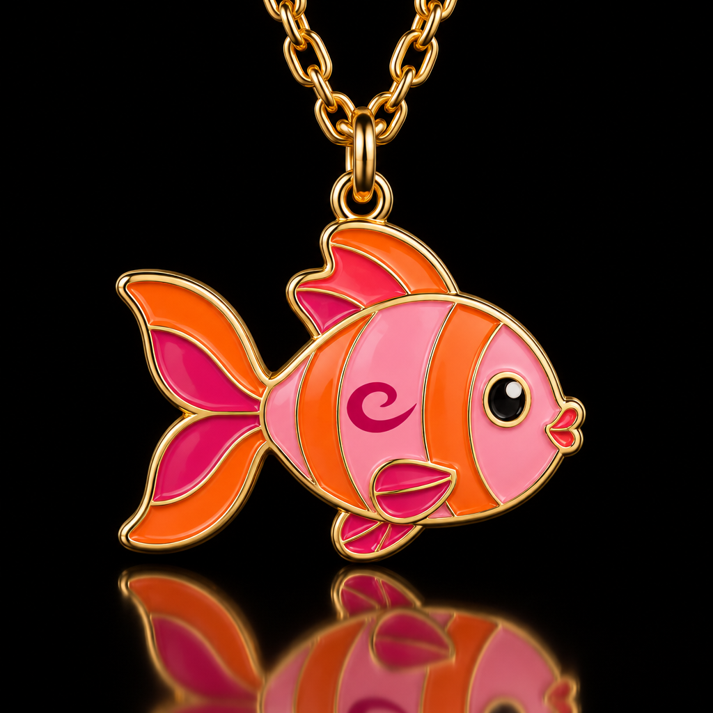 Orange pink fish water bottle design