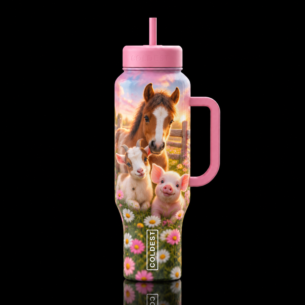 Farm friends water bottle design