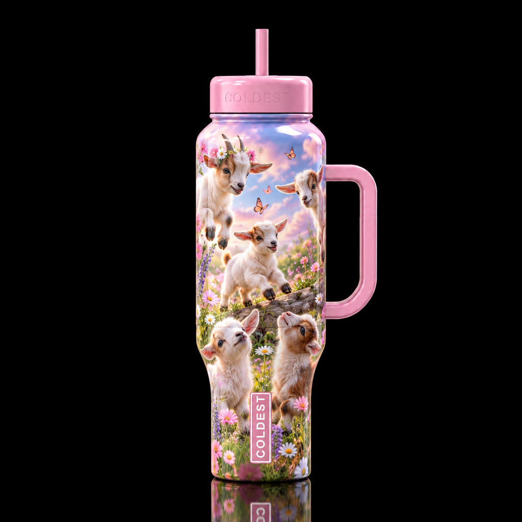 Adorable goats water bottle design