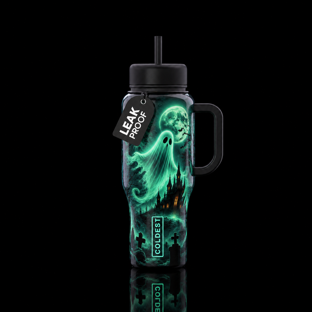 Glow ghost water bottle design