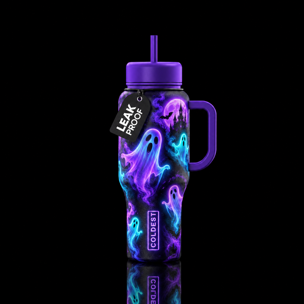 Super glow ghost water bottle design