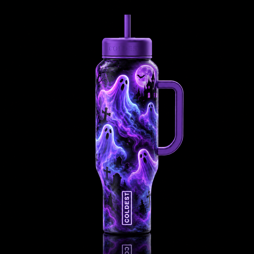 Cemetery glowie water bottle design