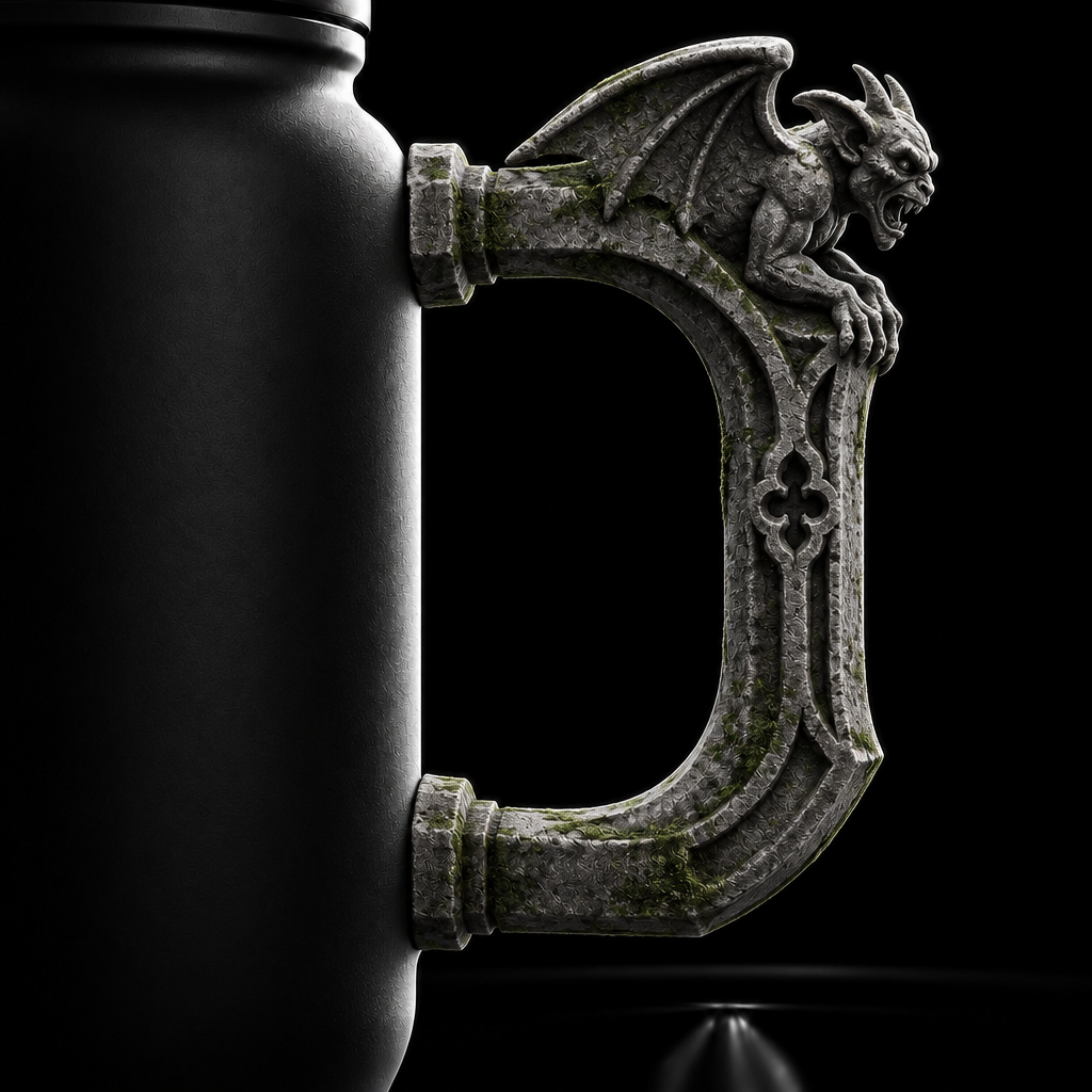 Gothic gargoyle water bottle design