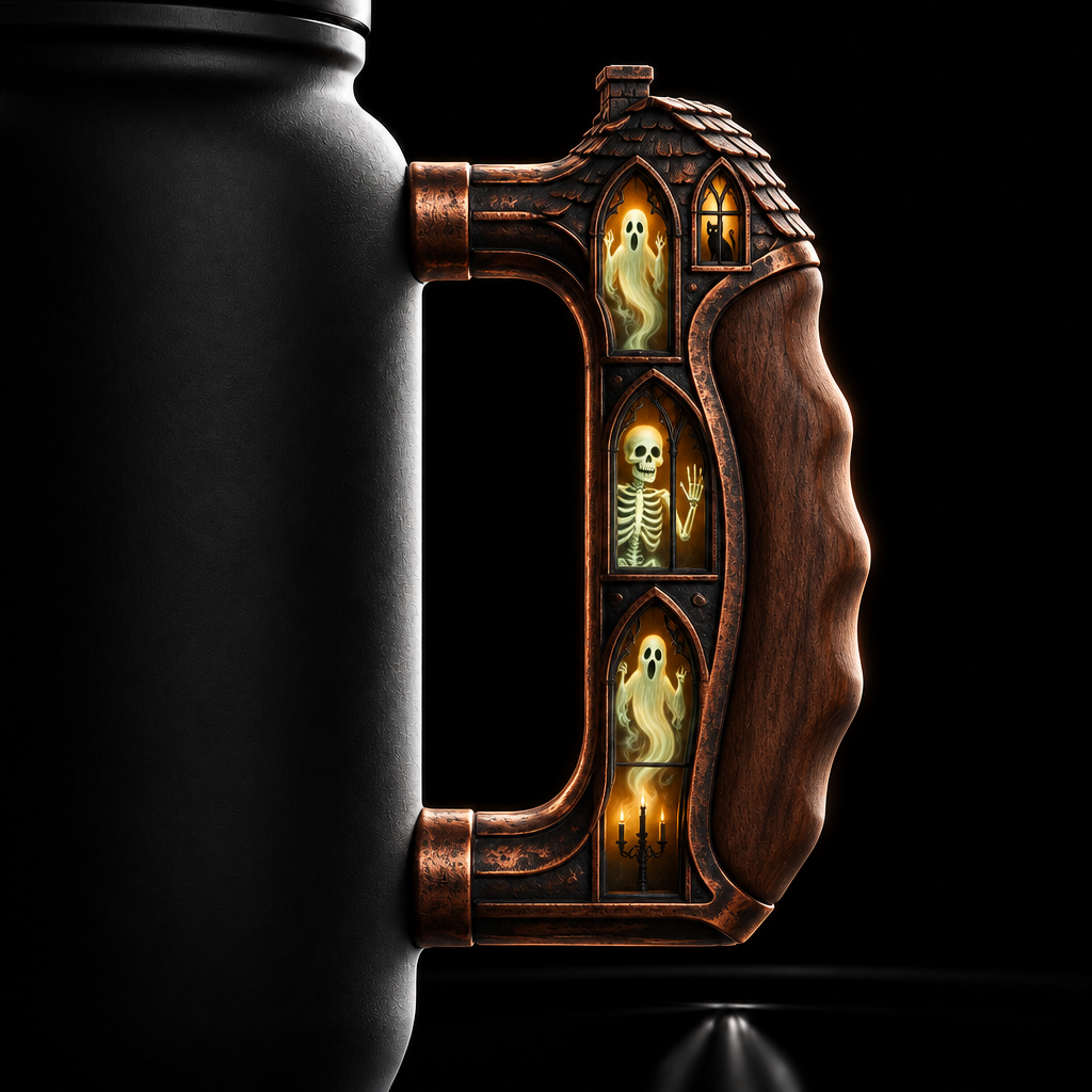 Haunted house water bottle design