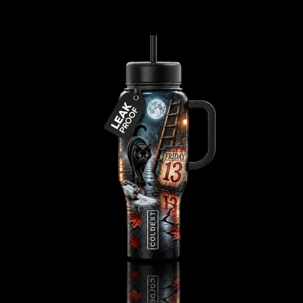 Friday the 13th myths water bottle design