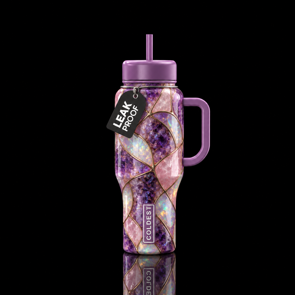 Stained glass gem water bottle design