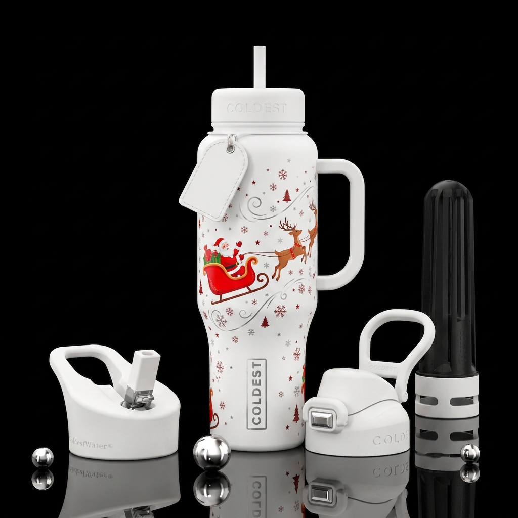 Christmas sleigh ride water bottle design