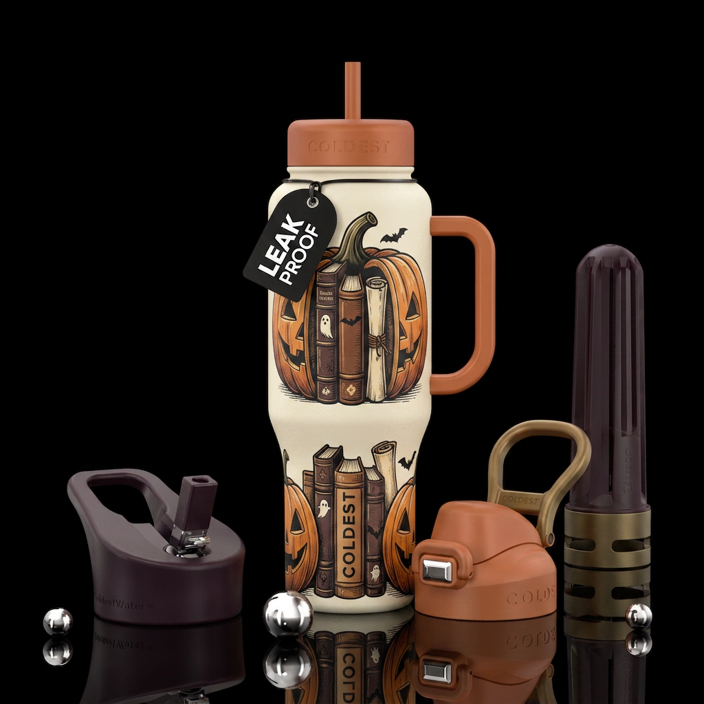Halloween reads water bottle design