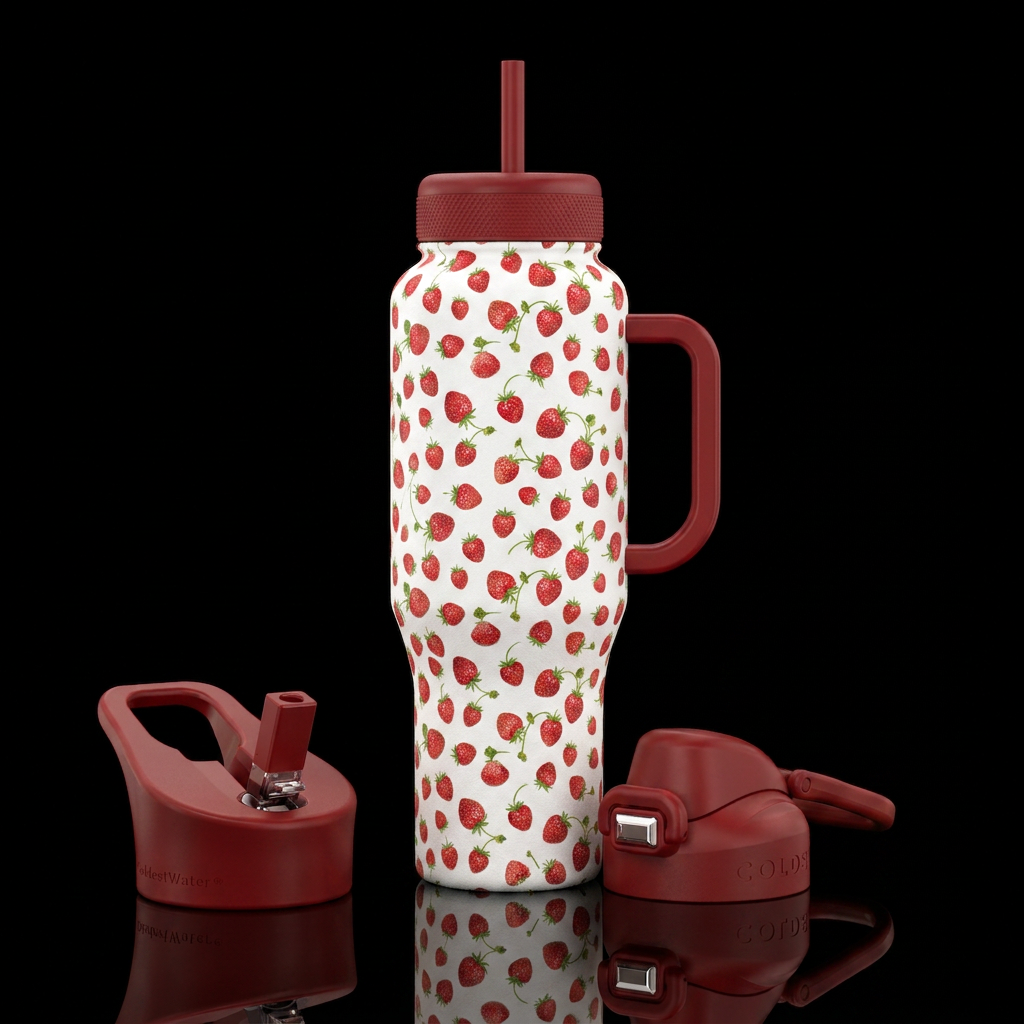 Baby strawberries water bottle design