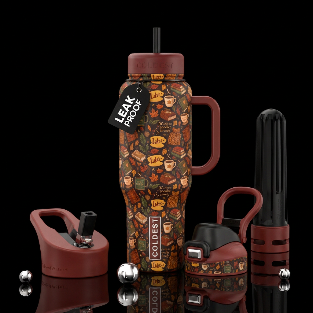 Autumn in stars hollow water bottle design