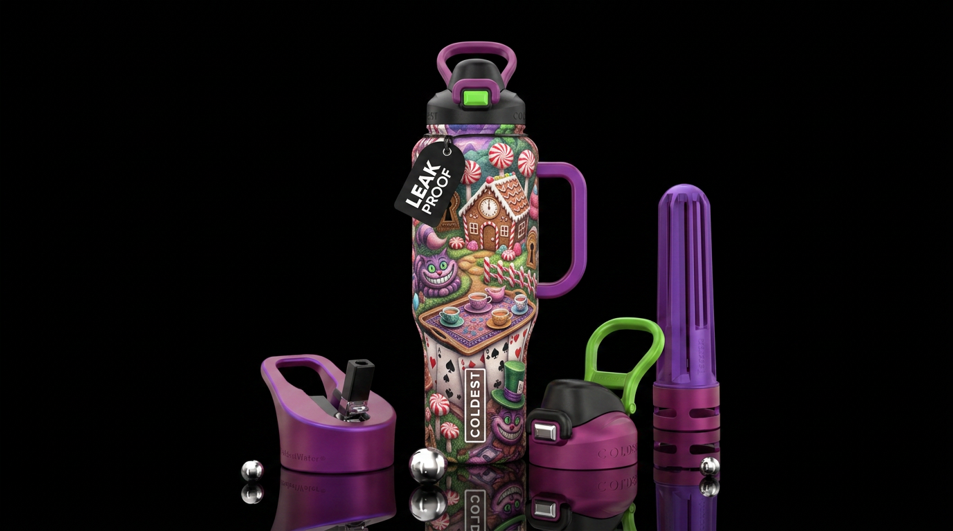 Alice in candy land 2 water bottle design