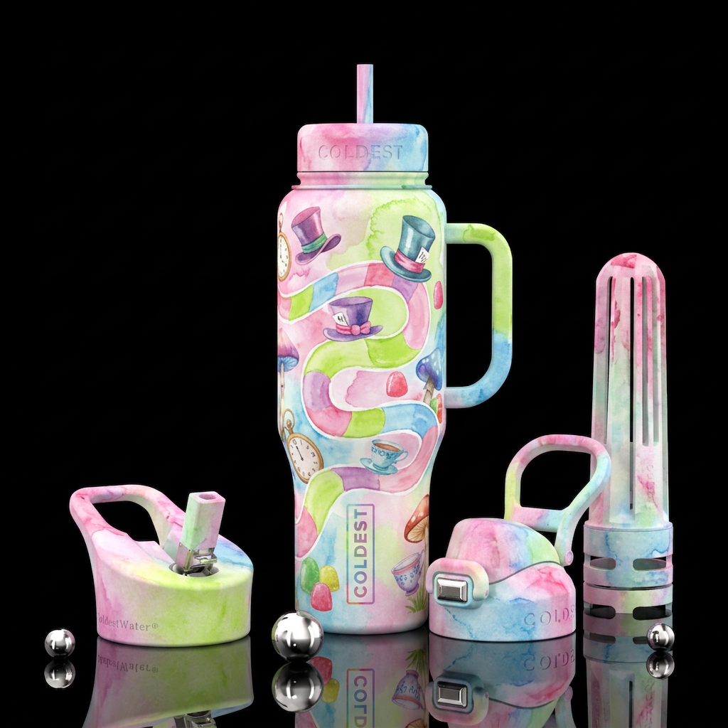 Alice in candy land3 water bottle design