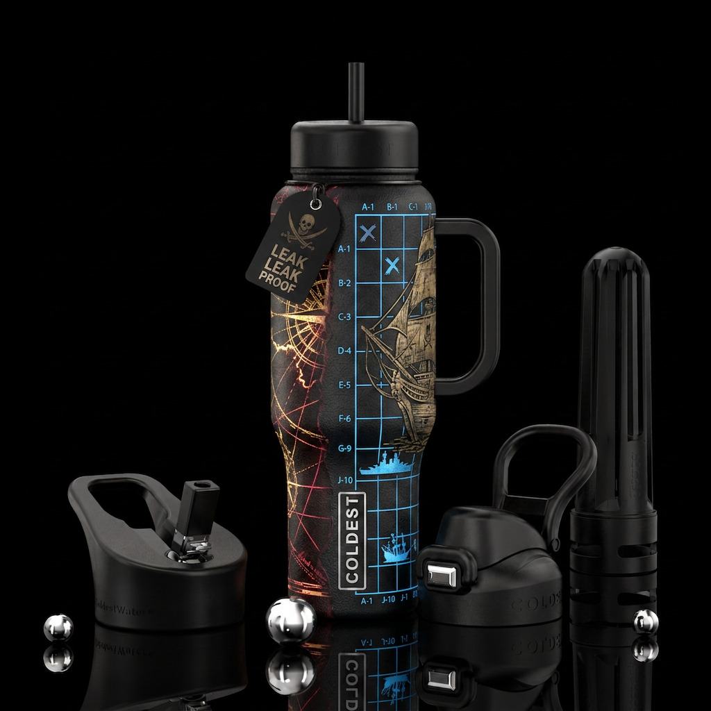 Battle of the Caribbean water bottle design