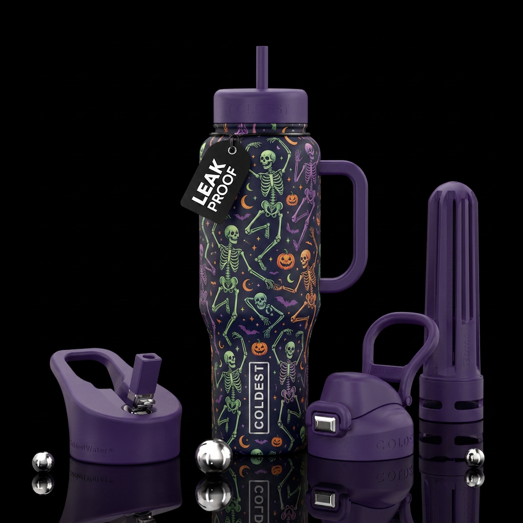 Glowie dancing Skeletons water bottle design