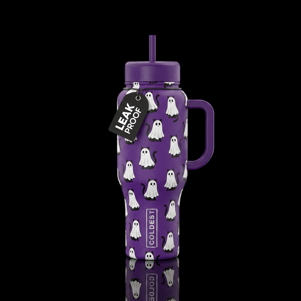 Cats in ghosts water bottle design