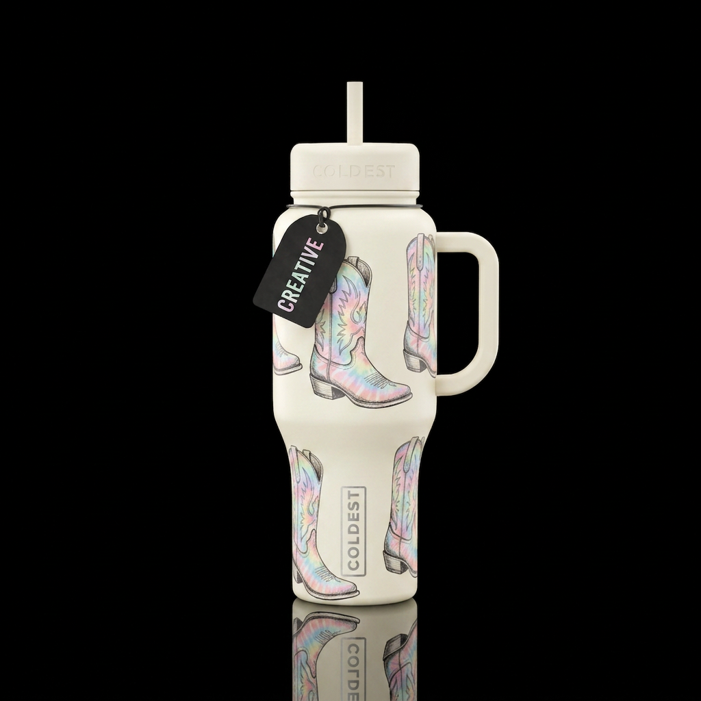 Pastel cowgirl water bottle design