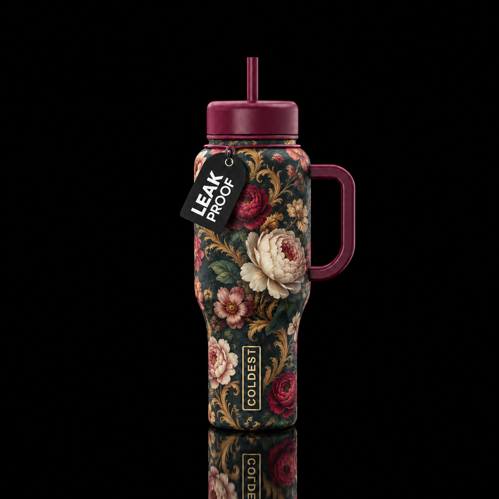 Vintage florals water bottle design