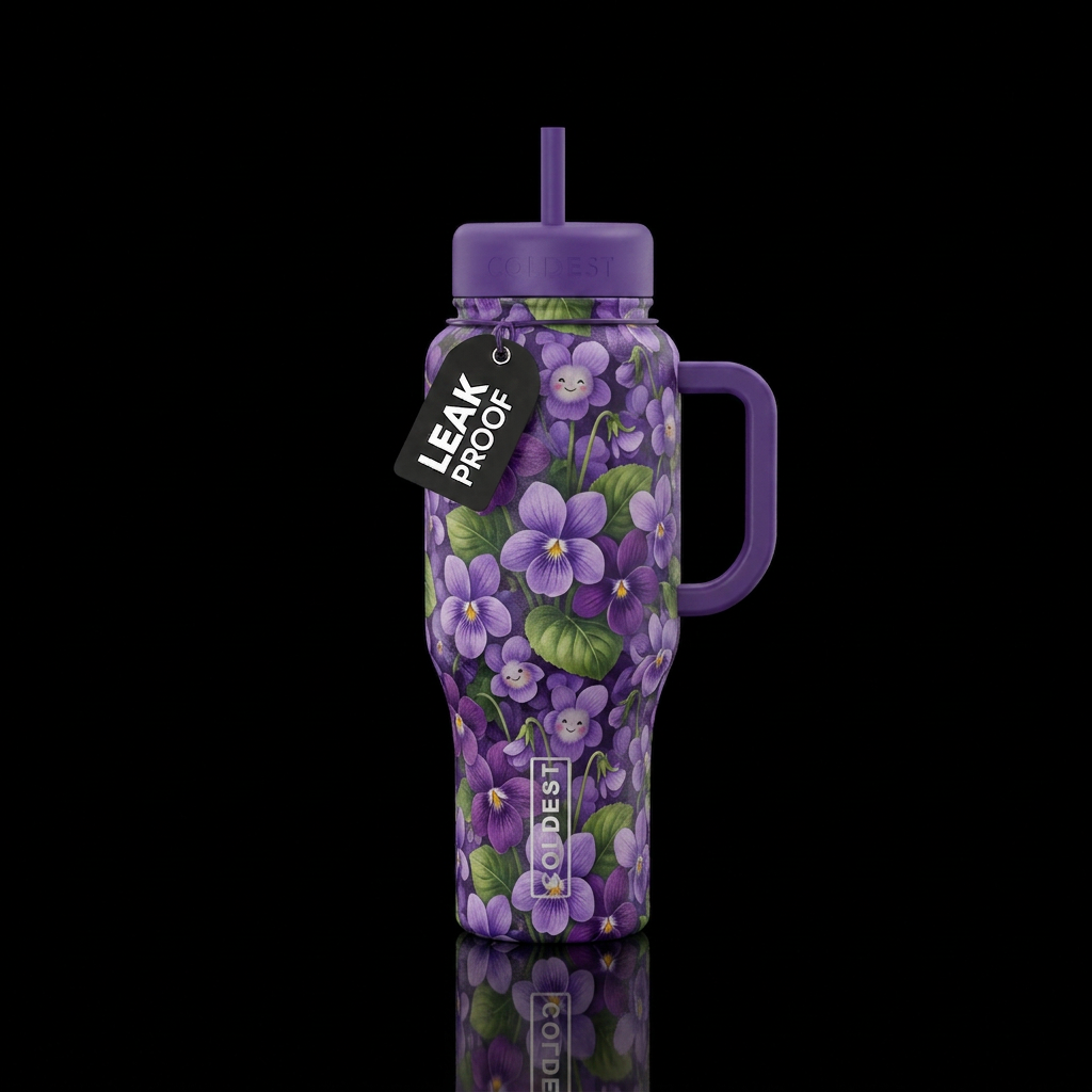 Vintage violets smiling water bottle design