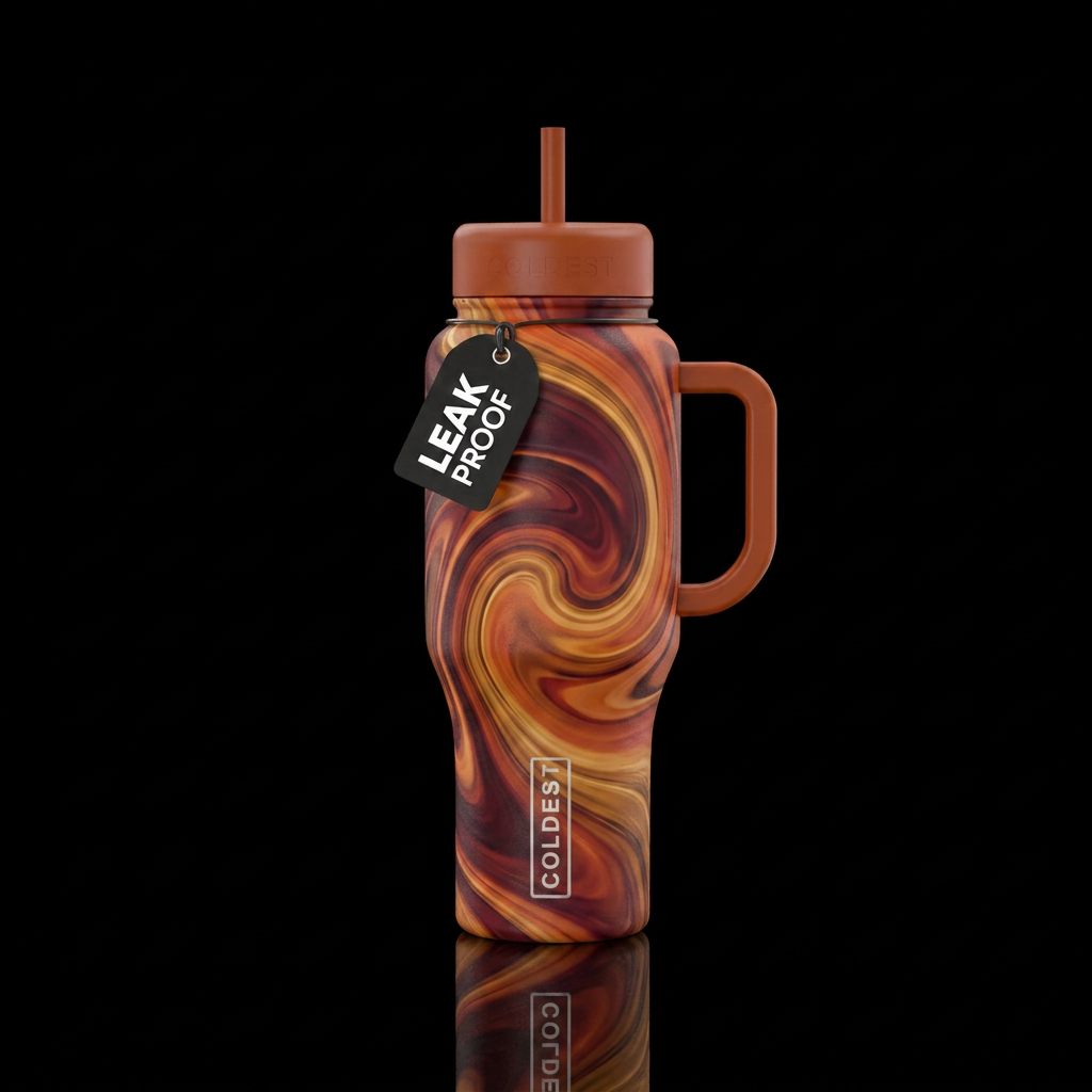 Fall sunset swirl water bottle design