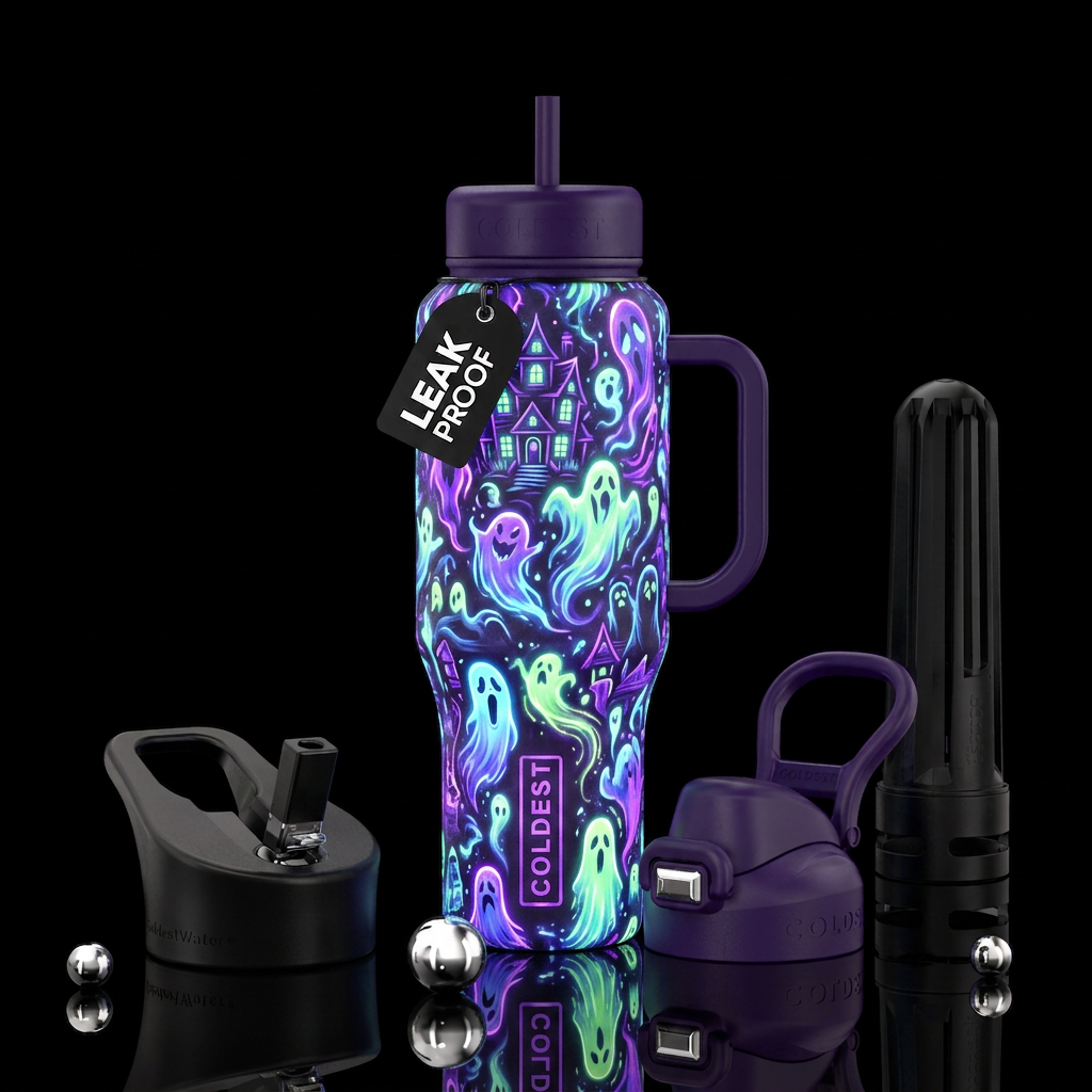 Glowie haunt water bottle design