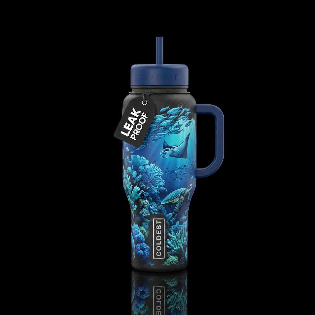 Majestic ocean life water bottle design