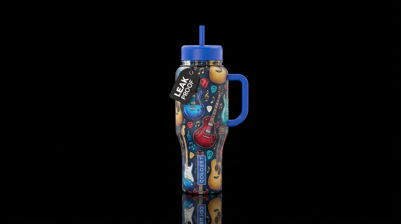 Guitars water bottle design