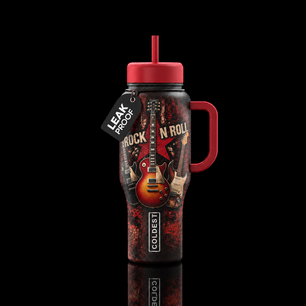 Rockin Guitars water bottle design