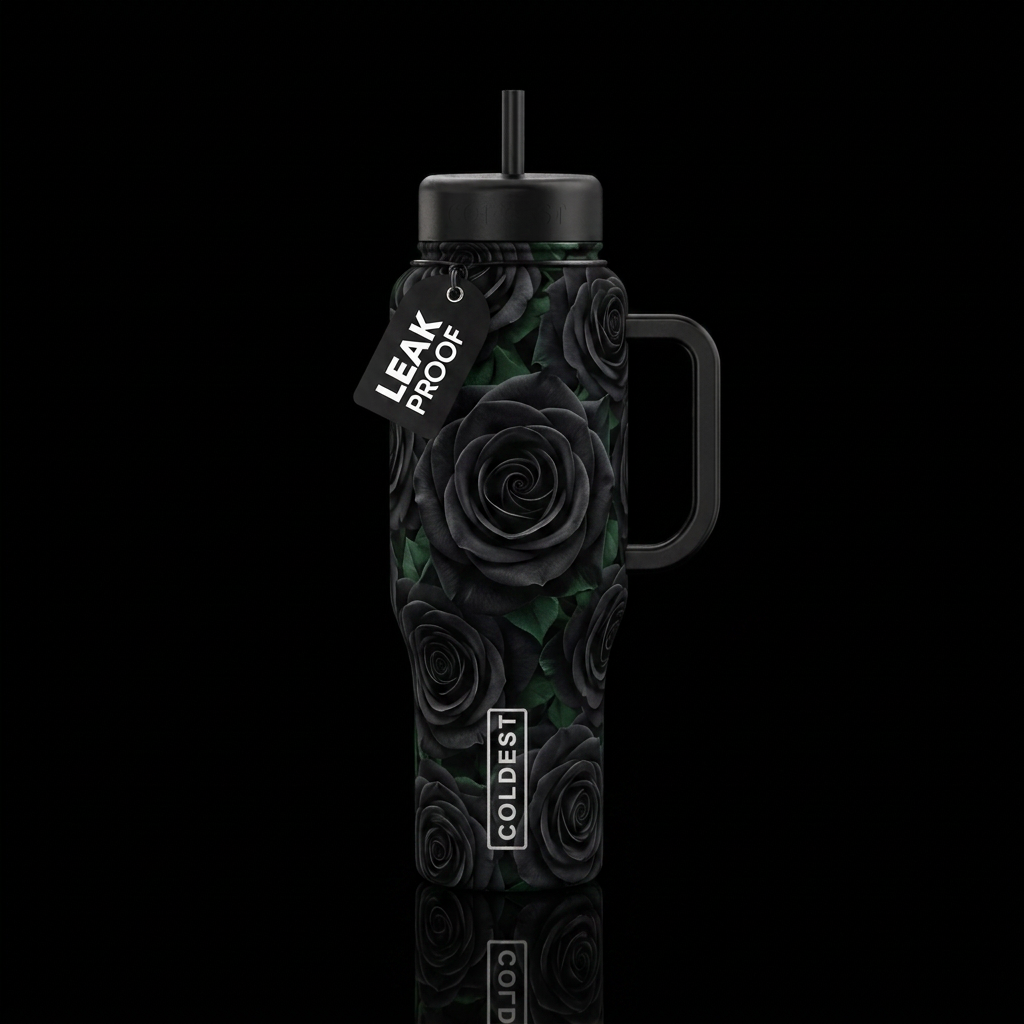 black roses water bottle design