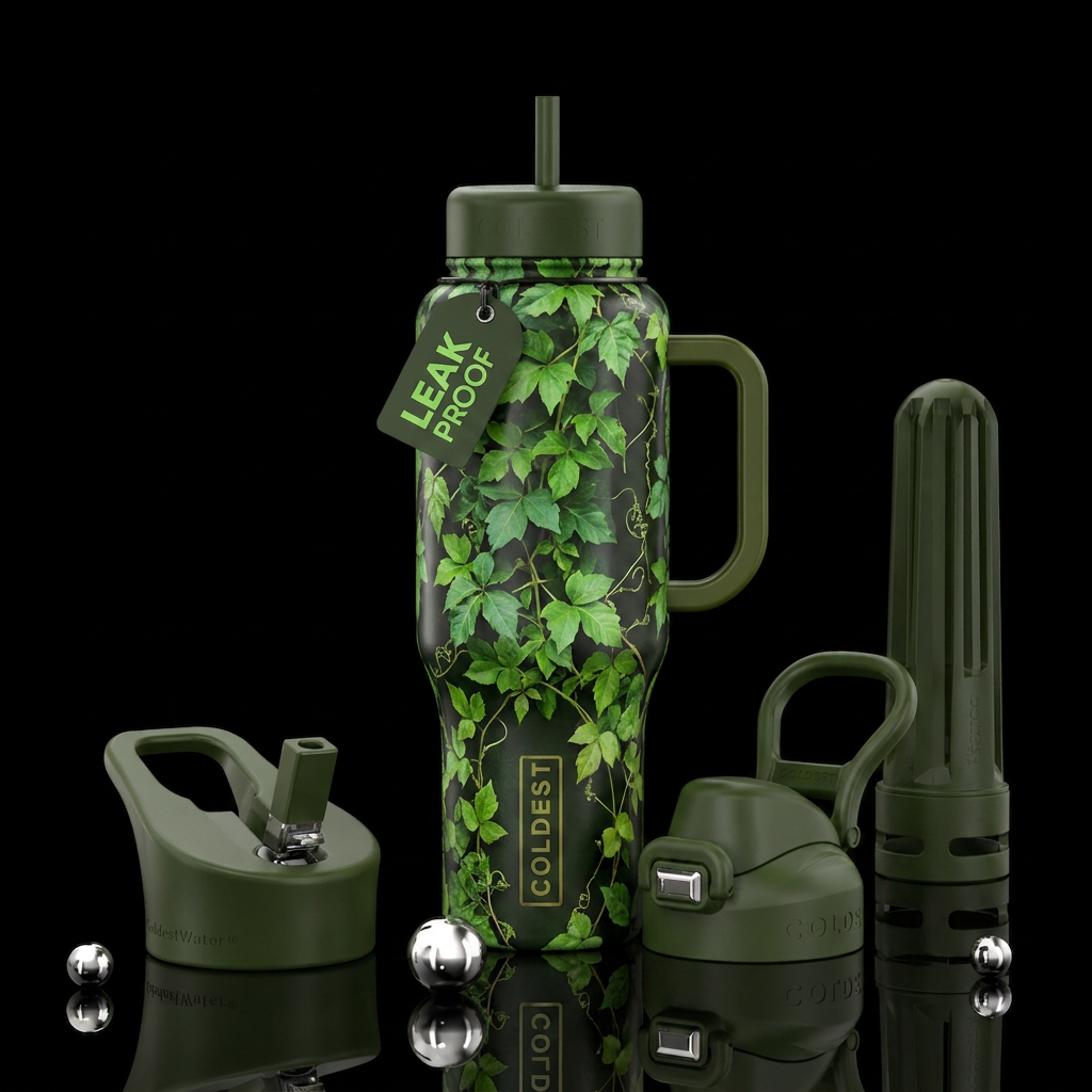 posion ivy vines wrapping around the bottle water bottle design