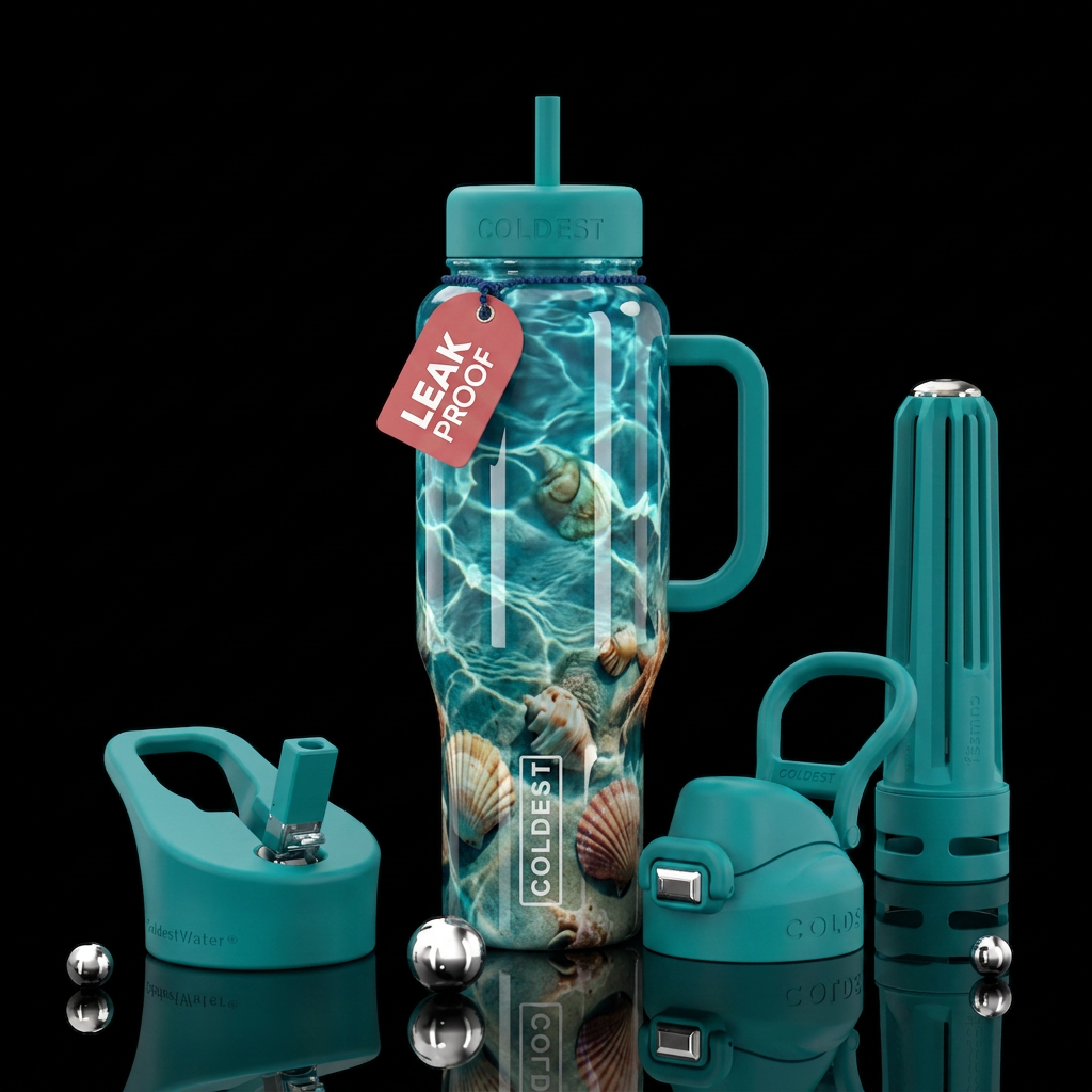 seashells on the bottom of the ocean water bottle design