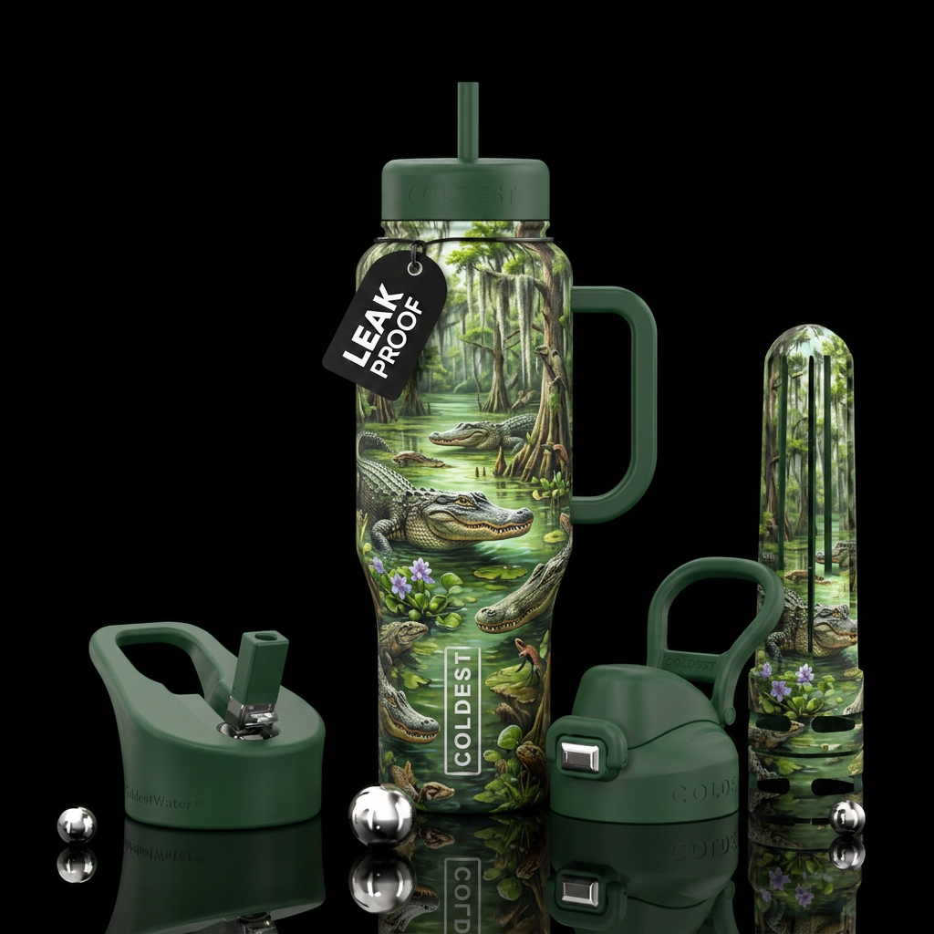 alligartors and the swamp water bottle design