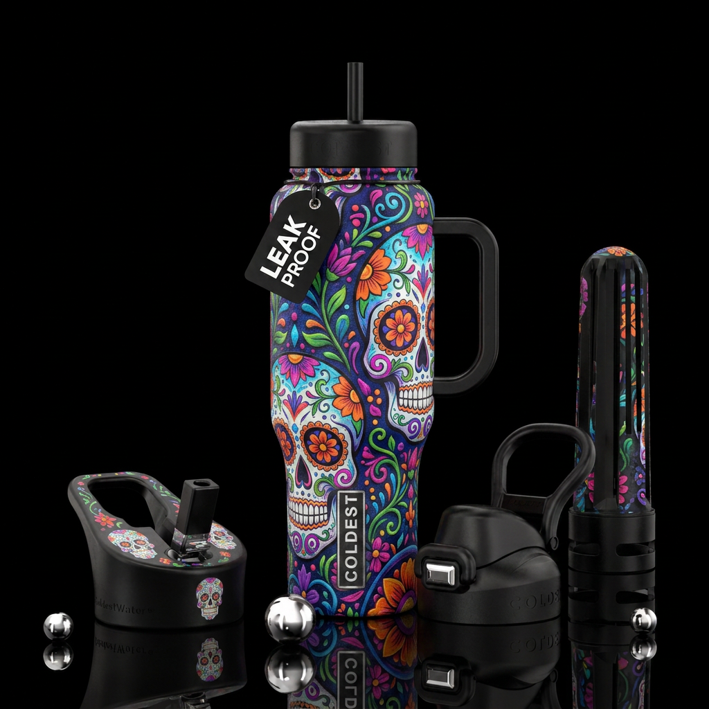 day of the dead water bottle design