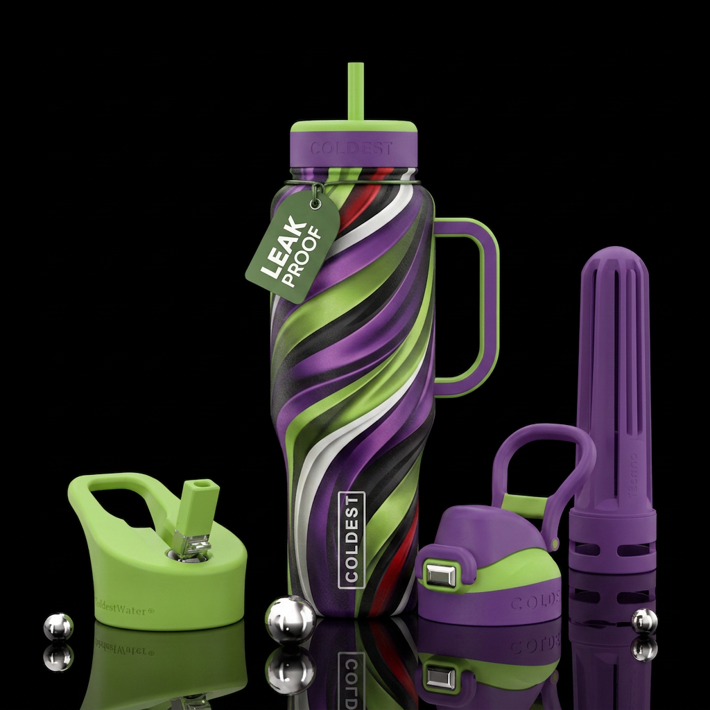Beetlejuice colors  swirl in ribbon form water bottle design