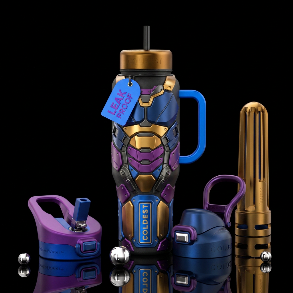 metal armor water bottle design