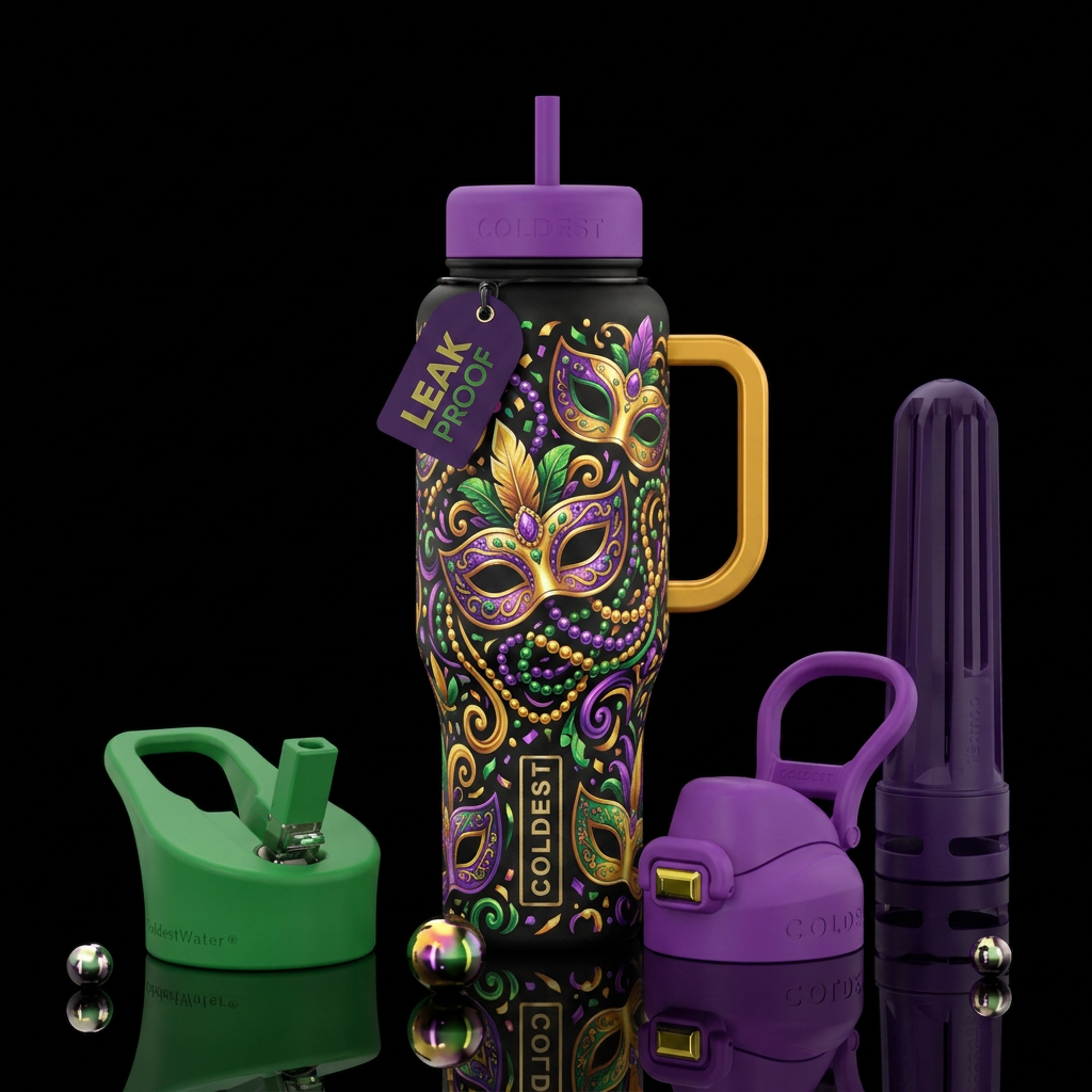 madi gras water bottle design