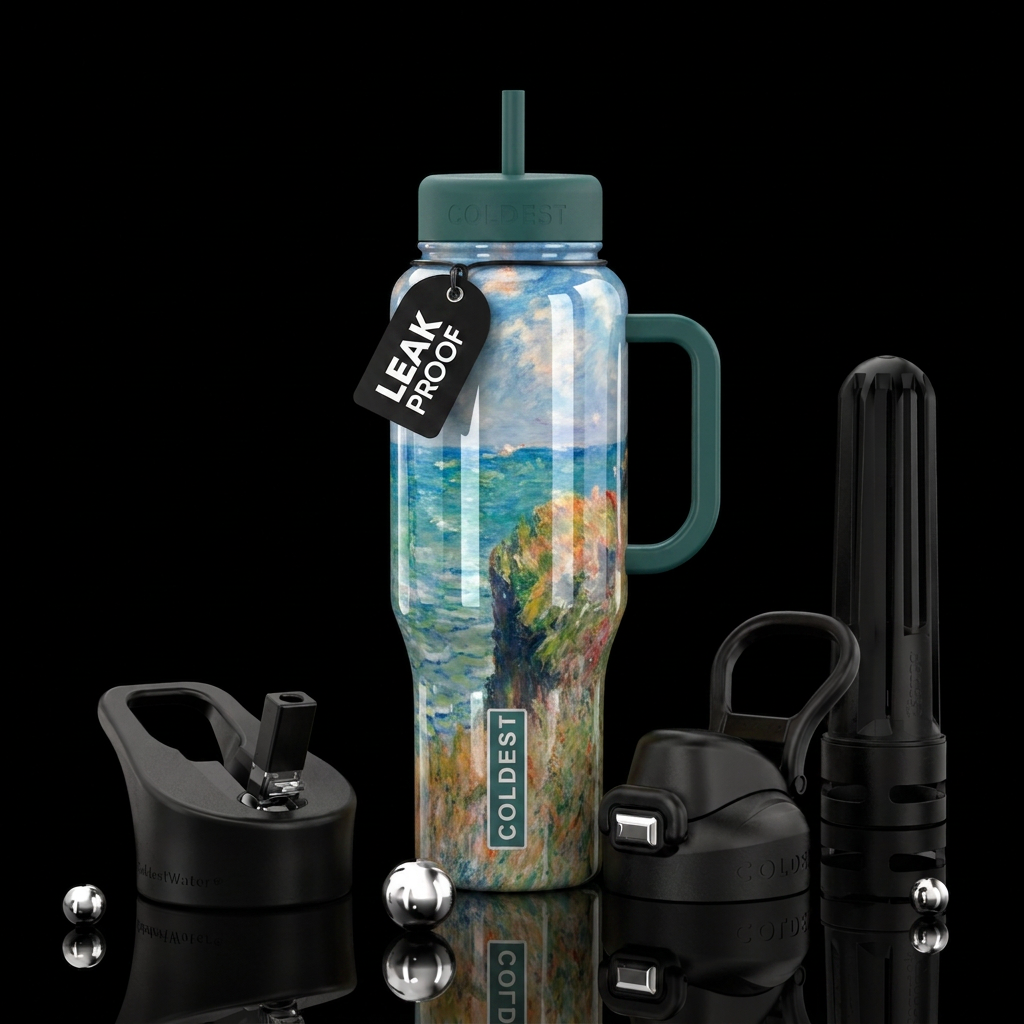 Cliff Walk at Pourville water bottle design