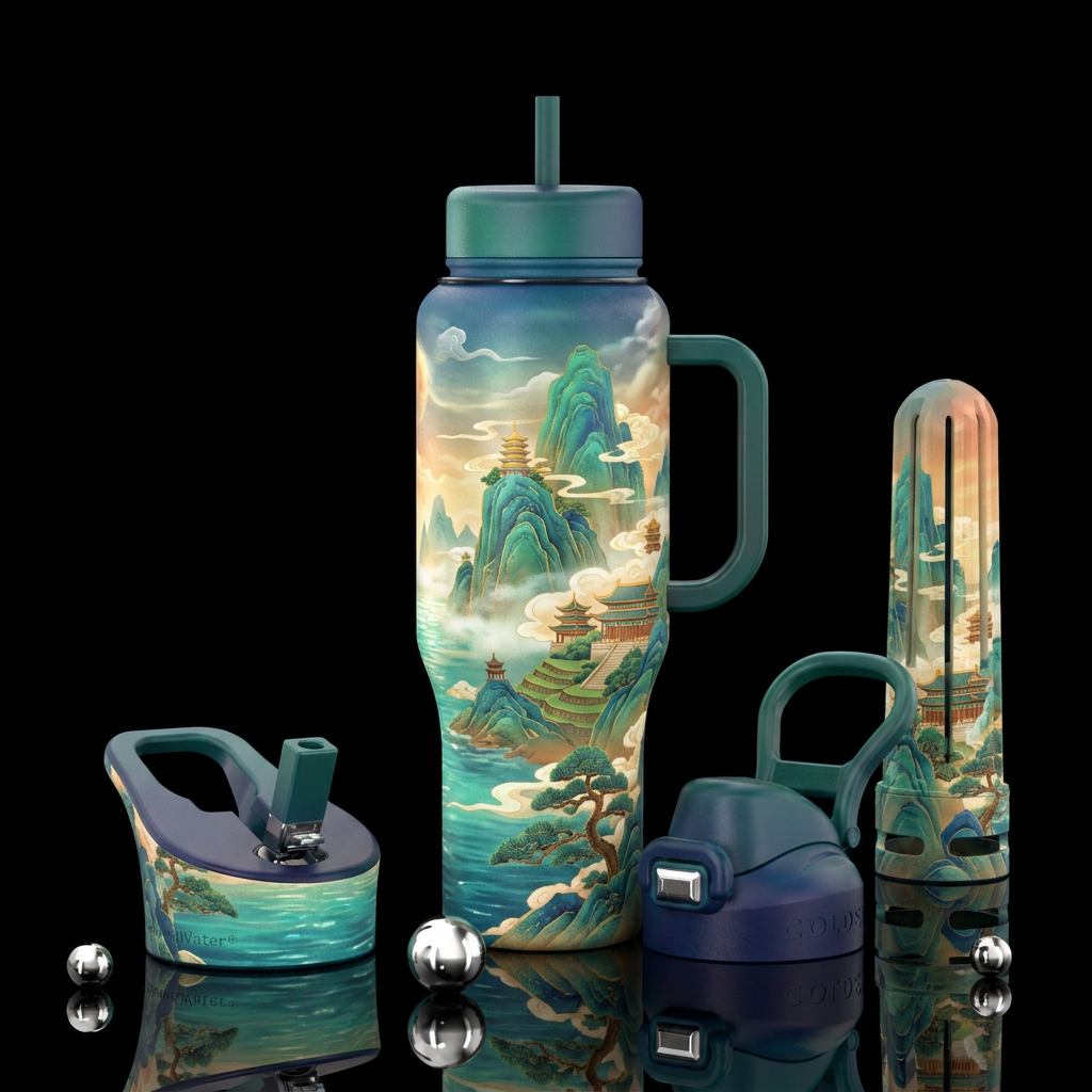 Mount Penglai, water bottle design